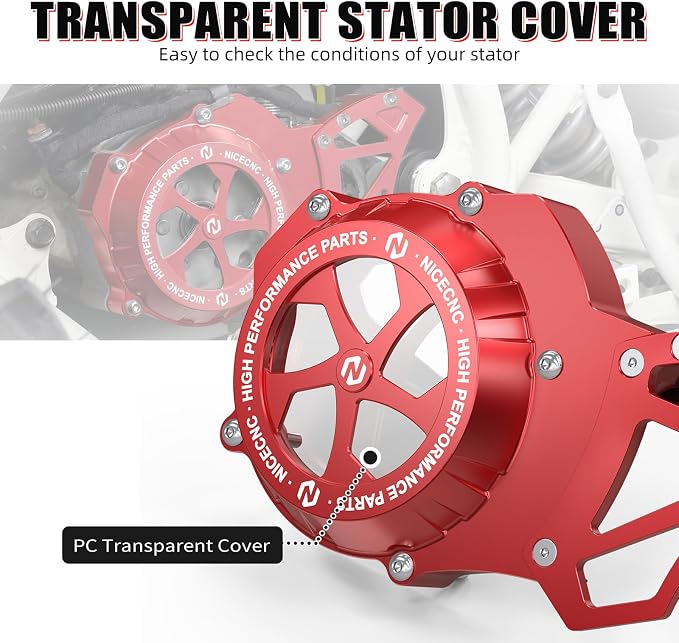 NICECNC Sprocket Protector Engine Crankcase Guard Compatible with Yamaha Blaster 200 YFS200 1988-2006, See Fitments, Replacement for 2XJ-15411-00-00 Red