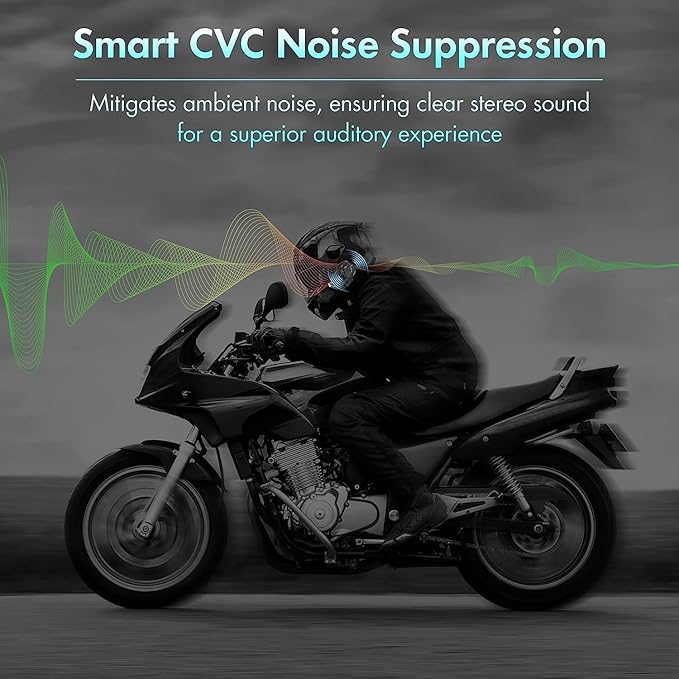 BETOWEY Motorcycle Helmet Bluetooth Headset, B2X Helmet Communication System Motorcycle Bluetooth Intercom with Noise Cancellation, Music Playback - for Dirt Bikes and Motorbikes 2 Pack
