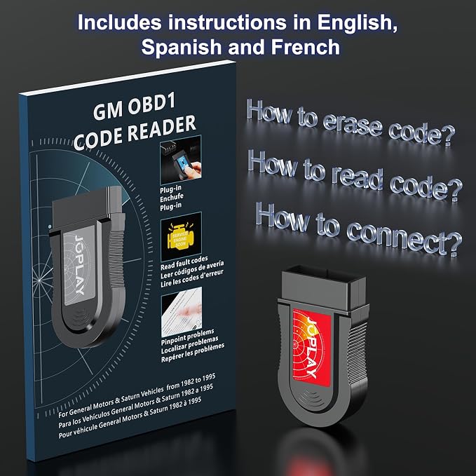 JOPLAY OBD1 Scanner and Code Reader ONLY Compatible with GM 1982-1995 Vehicles, ECM ABS Diagnostic Scan Tool with Instructions in English, Spanish, and French