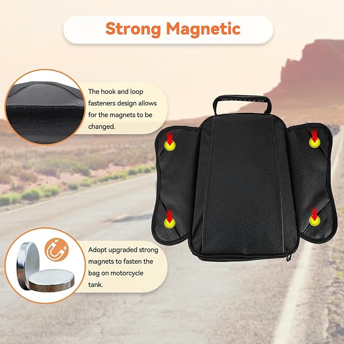 Dracarys Motorcycle Tank Bag Oxford Saddle Black Motorbike Bag - Strong Magnetic Bag for Honda Yamaha Suzuki Kawasaki Harley