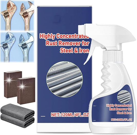 RJDJ Highly Concentrated Rust Remover for Steel & Iron, Multipurpose Rust Remover Spray for Metal, Stainless Steel Rust Remover Cleaner Various Metals Furniture (1PC)