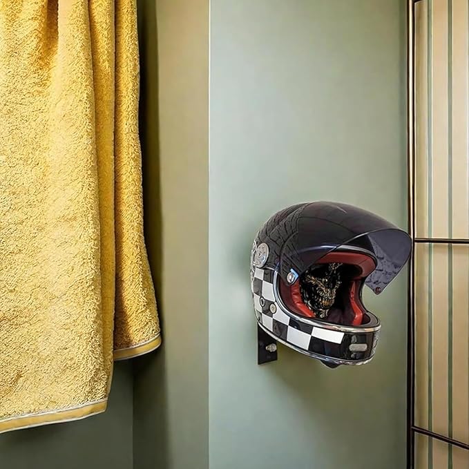 Motorcycle Helmet Skull Holder, Wall Mount Helmet Rack, Resin Crafts,Skull Helmets Holder Suitable for Motorcycle Cap, Baseball Cap, Bicycle Cap, Hat Storage Rack,Sports Gear (Type-F)