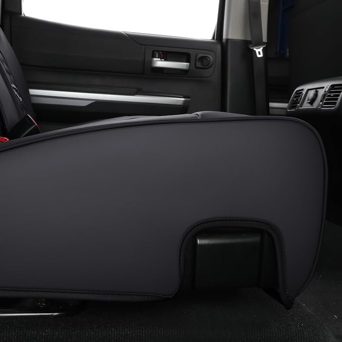 Huidasource for Toyota Tundra Rear Seat Cover, Nappa Leather Truck Rear Seat Cover, 360° Full-Coverage Toyota Rear Seat Covers 2014-2021 CrewMax, Compatible with Armrest Airbags (Back Row/Black)
