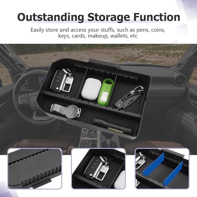 LUWU Land Cruiser 2024 2025 2026 Center Console Organizer Land Cruiser 1958/Base LC250 Accessories Armrest Organizer Tray Armrest Box w/Adjustable Part (NOT FOR First Edition Cool Box Chilled Console)