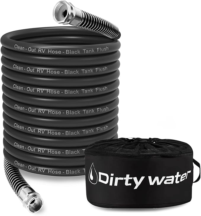 Camper & RV Black Water Hose - No-Kink Design Camper Sewer Hose - RV Accessories With Storage Bag - Perfect For Black Water, Gray Water, And RV Tank Cleaning, 75FT 5/8" Diameter