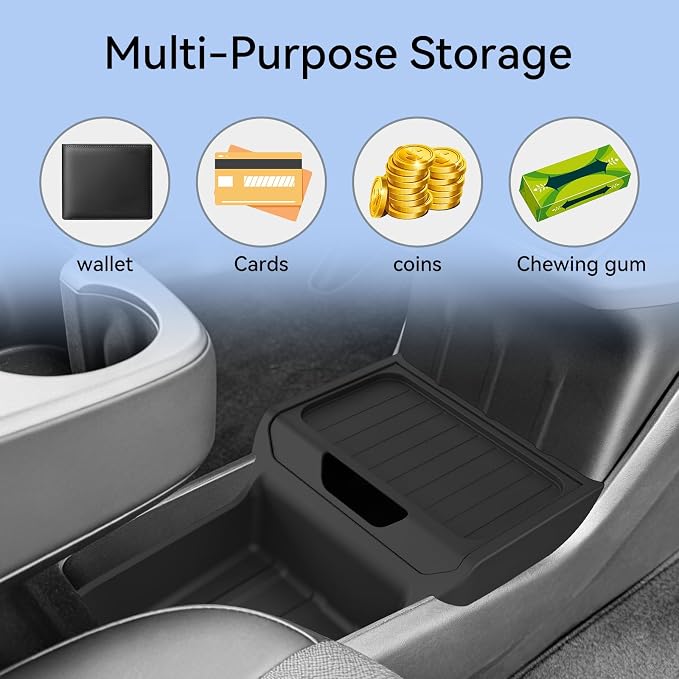 SMABEE Lower Organizer Tray for Tesla Model Y Juniper Standrd 2026 2025 | Not Fit Premium/Performance,TPE,2026 Model Y Juniper Accessories,Center Console Storage Box,Center Console Tray,TPE
