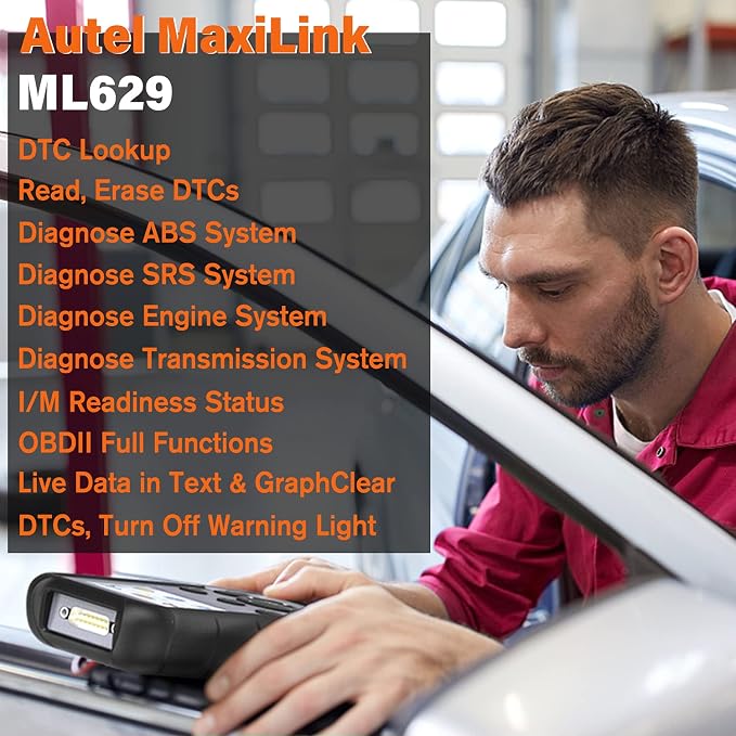 Autel MaxiLink ML629 Automotive OBD2 Scanner, 2026 Newer Model Upgraded of AL619, ML619, AL519, Car Code Reader Check Engine ABS SRS Transmission Diagnostic Scan Tool, Auto VIN, Ready Test, DTC Lookup