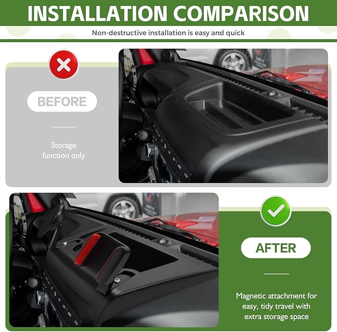 Magnetic Phone Mount Holder for 2011-2017 Jeep Wrangler JK JKU Magnet Dash Cell Phone Cradles Adjustable Phone Stand Accessories for Wrangler JK(Not for JL JLU JT)
