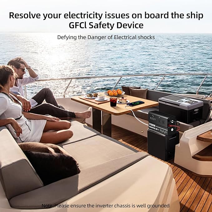 SUNWHEEL 1700W 24V Pure Sine Wave Inverter, 24V DC to 110V/120V AC Power Inverter for RV、Off Grid、Truck、Power Outage with 4 AC outlets and LCD Display