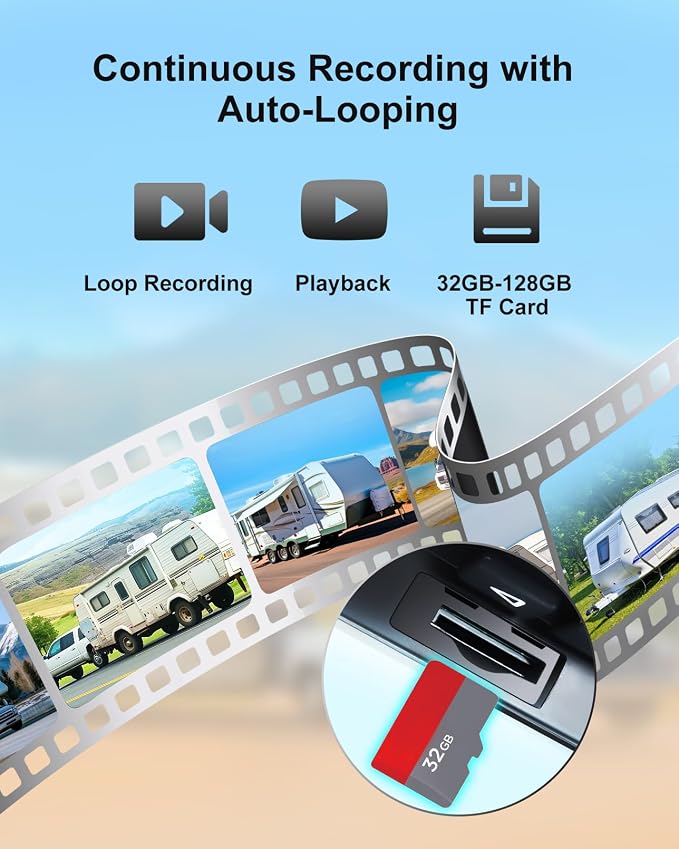 Magnetic Solar Wireless Backup Camera: AI Pedestrian & Vehicle Detection, 1-Min Install, No Wiring/Drilling, Gesture Control,Rechargeable Battery, Night Vision, 5" 1080P Monitor for RV, Trailer, Truck