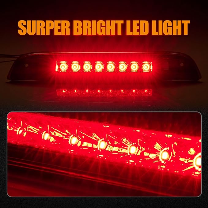 Third 3rd Brake Light LED for 2007-2017 Jeep Patriot, High Mount Rear Brake Lights Assembly for 07-17 Jeep Patriot, Waterproof Center Cab Lamp Stop Light (Red)