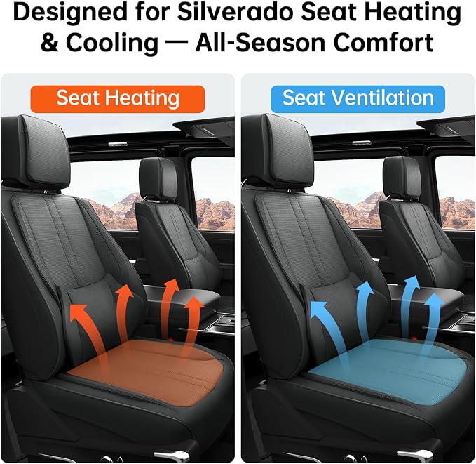 W&PMAX Custom-Fit Front Seat Covers for Chevy Silverado 1500 (2014–2019), Black Front Set, Waterproof Leather, Airbag Safe, Easy Install