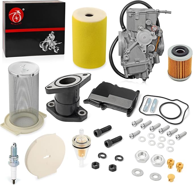 Carburetor Carb and ir Filter & Guide & END CAP Kit Intake Manifold For YAMAHA 1987-1998 Big Bear 350 1987-1995 Moto 4 YFM350ER 1996-1998 Kodiak 400 YFM400FW
