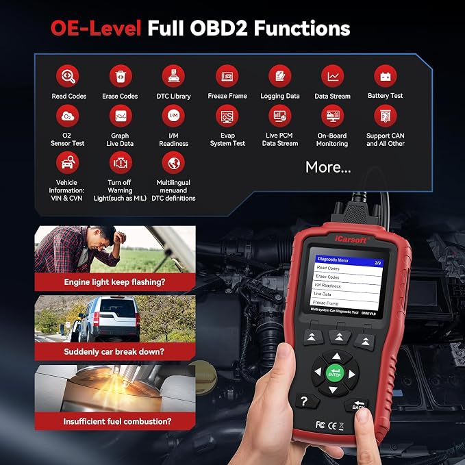 iCarsoft BMM V1.0 Full Systems Diagnostic Scan Tool for BMW/MINI/RollsRoyce Car Code Reader Oil Reset SAS Calibration Services Lifetime Free Update Scanner AutoVIN CAN FD Full OBD2 Test Modes