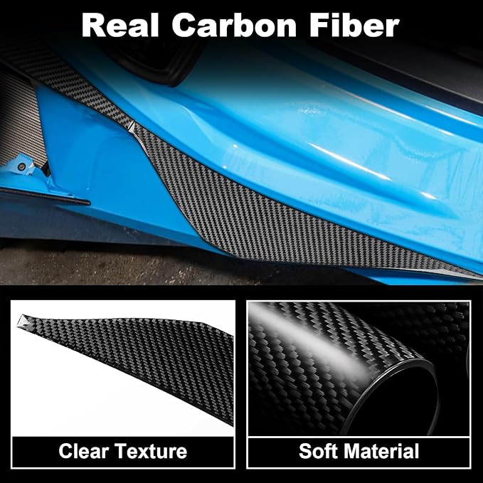 Real Carbon Fiber Side Door Armrest Panel Trim Compatible with Corvette C8 2020-2026, Interior Decor Sticker Accessories