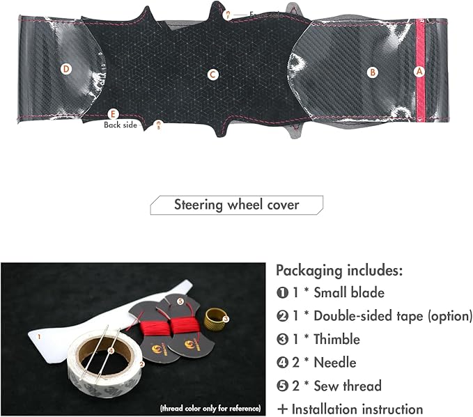 MEWANT Steering Wheel Cover for Ford Mustang 2024 Hand-Stitched Leather Steering Wheel Wrap