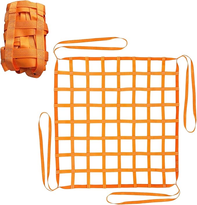 4.93' x 4.93'ft Cargo Lifting Nets, Safety Lifting Net Straps, Flat Nylon Sling Hoisting Net, Loading and Unloading Heavy Objects for Construction Rigging Moving Towing Hoisting Work Gear