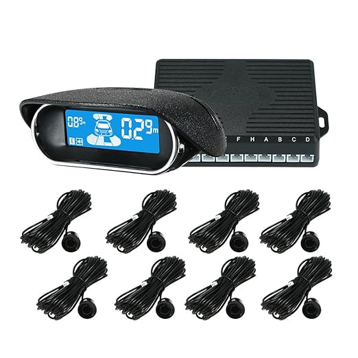 Car Reverse Backup Radar System,Shkalacar Front and Rear Parking Sensors Kit, 8/Sensors Electronics Cars Parking Assistance Reversing Radar with LED Display and Sound Warning