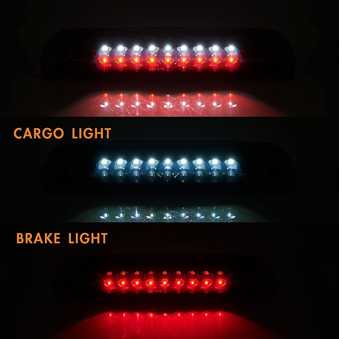 Third 3rd Brake Light, LED High Mount Stop Light Replacement for 2002 2003 2004 2005 2006 2007 2008 Dodge Ram 1500, 2003-2009 Dodge Ram 2500 3500, Rear Center Cab Roof Tail Cargo Lamp
