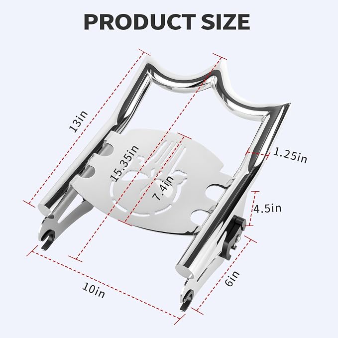 Crown Detachable Luggage Rack for Harley Touring 2009-2026 Street Road Electra Glide/Road King, Chrome（Skull）