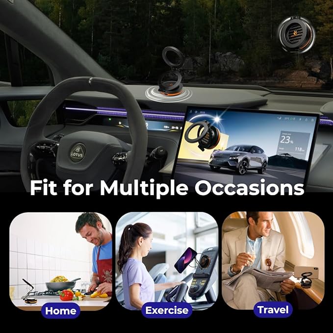 Grip Gear Vacuum Magnetic Car Phone Holder 360° Adjustable Suction Cup Phone Mount for Cell Phone Holders for Your Car/Gym/Home Mount for iPhone & Android