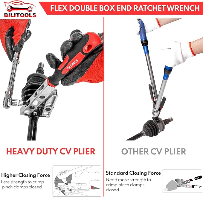Heavy Duty CV Boot Clamp Pliers & 5 Piece Tie Rod Adjuster Tool Set