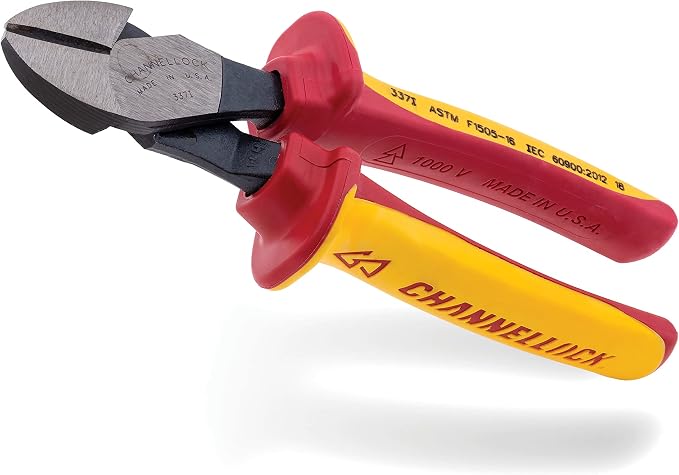 CHANNELLOCK 337I 7-inch XLT Diagonal Cutting Pliers w/ 1000V Insulated Grip, Made in USA, Forged High Carbon Steel