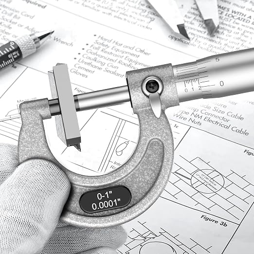 HDLNKAK Outside Micrometer 0-1", Machinist Micrometer, 0.0001" Graduation Micrometer Set, Alloy Precision Micrometer, Machinist Tool, Micrometer Standard with Case - Grey