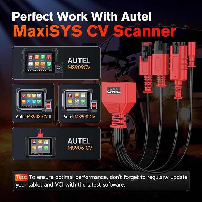 Autel Original MaxiSYS CV Cummins 8Pin Adapter, 8-Pin Off-Highway Vehicle Cable Connector for Cummins Engines, Work with Heavy Duty Truck Scanner Semi Truck Tool MS909CV, MS908CV II, MS908CV, MS906CV