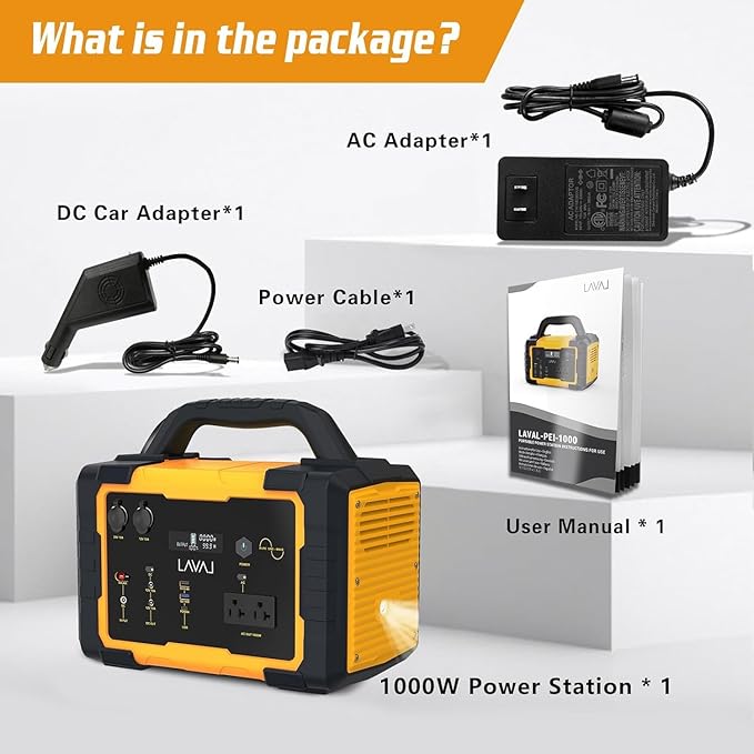 1000W Portable Power Station, 1075Wh Backup Lithium Battery, 120V/1000W AC Outlet, Solar Generator for Home, RV, Outdoor, Camping and Emergencies Use