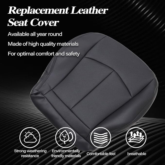 SecosAutoparts Black Front Driver & Passenger Side Bottom Replacement Perforated Leather Seat Covers Compatible with Mercedes Benz E63 E280 E300 E320 E350 E500 E550 2003-2009