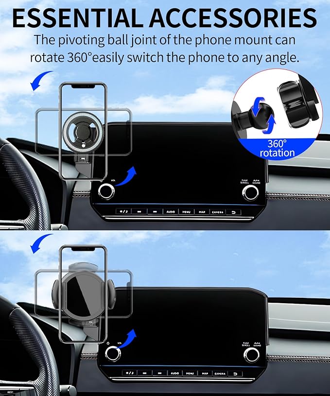 Magnetic Car Phone Mount for 2022 2023 2024 Mitsubishi Outlander SE SEL Accessories, for MagSafe Strong Magnets Cell Phone Holder 9-Inch Touch Screen Cradles, with Portable Phone Gripper