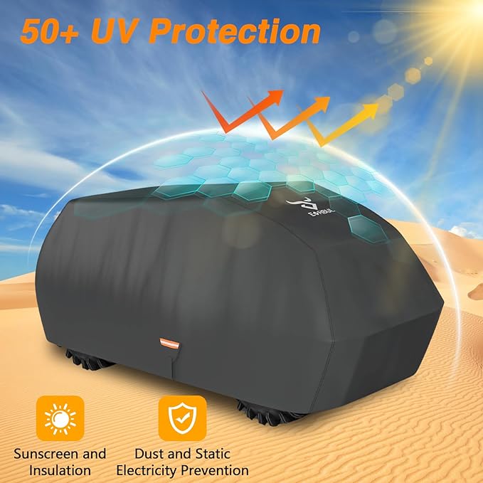 EVRBUL Heavy Duty 420D ATV Cover Windproof Quad Cover 96.5″L×50″W×46″H Compatible with Can-Am Polaris Suzuki Honda All Weather Waterproof and Dustproof 4 Wheeler Cover