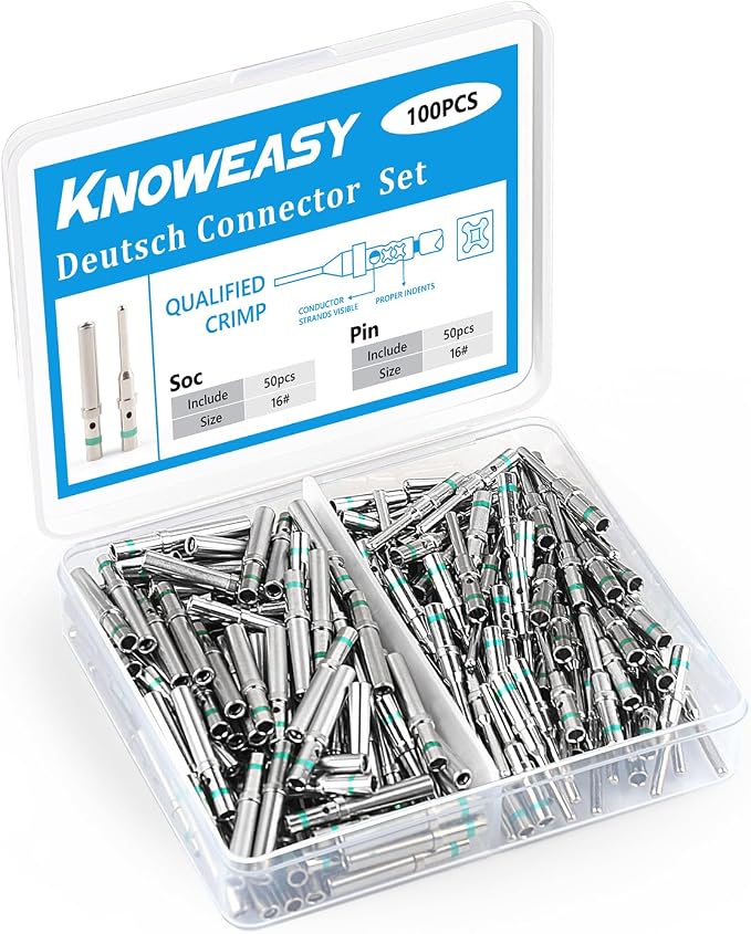 Knoweasy 338pcs DT Deutsch Connector Kit with 50 Pairs Size 16 DT Deutsch Connector Terminal Kit