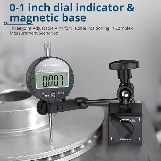 Dial Indicator Magnetic Base Set (132lbs/60kg Tensile Force) 0-1 Inch Precision Gauge for Machining,Lathe Alignment & Metalworking Dial Indicator Gage Gauge for 3D Printer Lathe Workshop