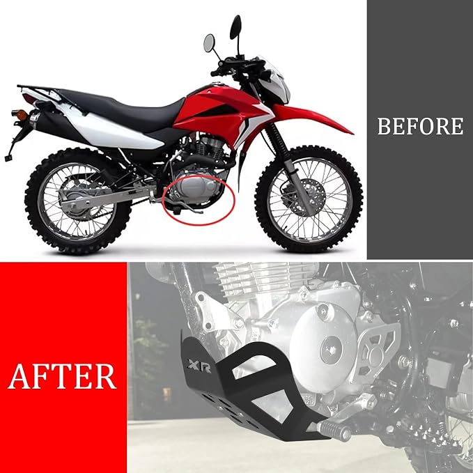 XR150L Skid Plate - Front Engine Bash Cover Guard Compatible with 2023~2025 XR125L XR150L - Skidplate Thickness Enhancement with Engine Heat Dissipation Holes (Black)