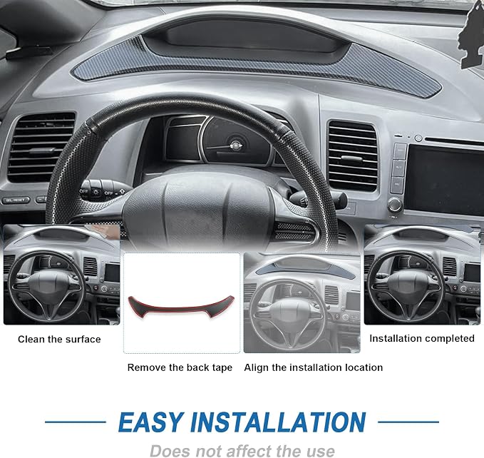 Carbon Fiber Dash Instrument Panel Cover for Honda Civic 8th Gen 2006 2007 2008 2009 2010 2011