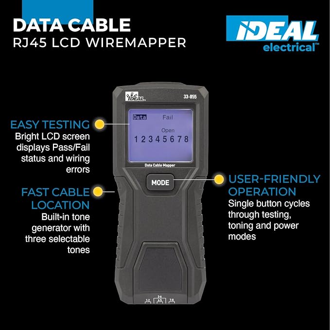 Ideal Electrical 33-855 Data Cable/RJ45 LCD Wiremapper