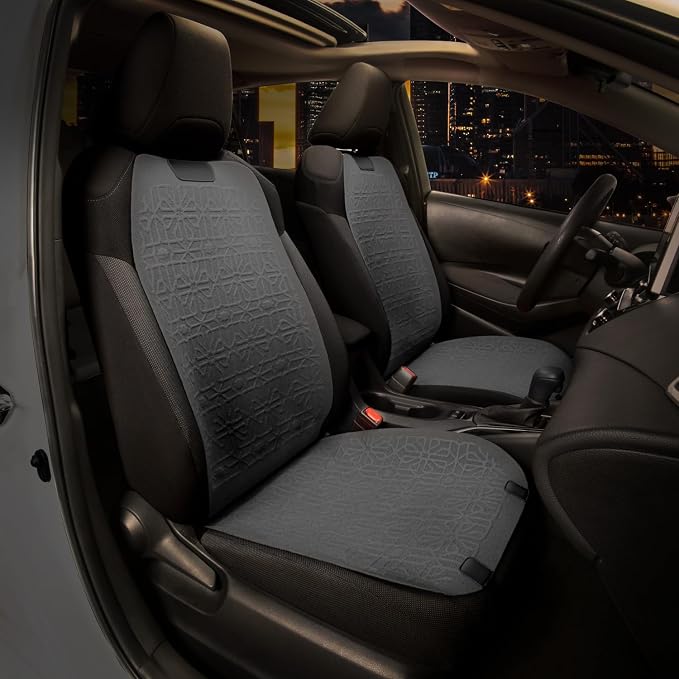 Protex Series Front Row Set Seat Covers Woven Polyester Universal for Cars Trucks SUV, Grey, CA-SC-PROTEX-F-GY