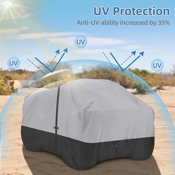 600D Waterproof & Windproof ATV Cover, 4 Wheeler Covers Outdoor Storage All Weather Protect, Quad Cover Fit for Polaris Yamaha Suzuki Honda, 95" L x 50" W x 48" H