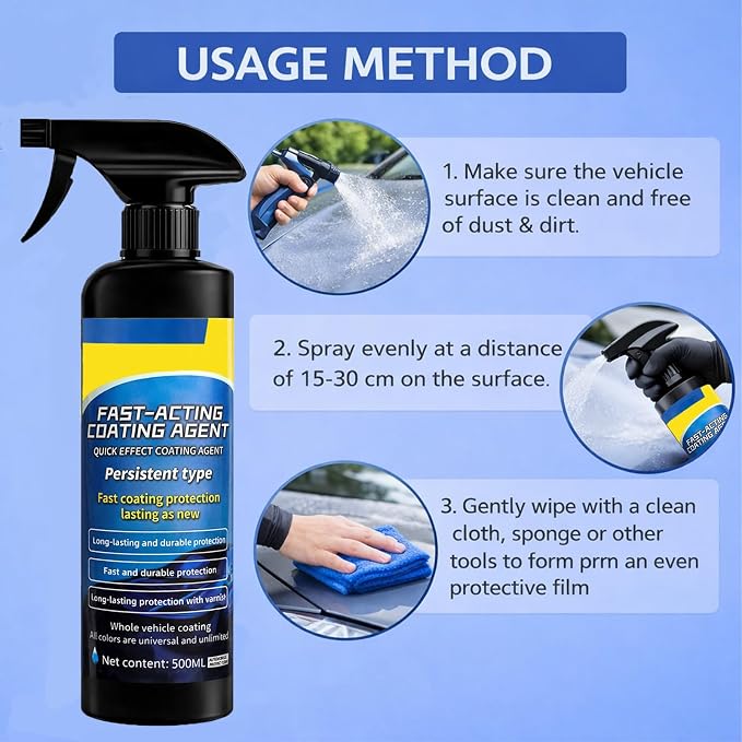 2PCS Quick Effect Coating Agent for Cars, Car Ceramic Coating Spray, 2026 Upgrade Nano Quick Coat Restore Spray, Extremely Hydrophobic & High Gloss Shine, 16.9 Floz