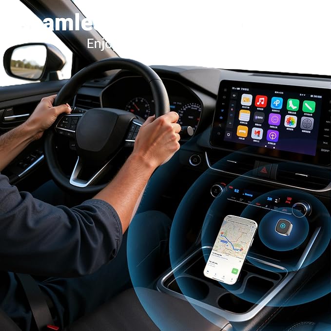 Wireless CarPlay Adapter for iPhone & Android Auto Adapter, Convert Wired to Wireless CarPlay Dongle,Dual-Band 5.8G WiFi+Bluetooth 5.4, Plug&Play, Compatible iOS10+ & Android11+