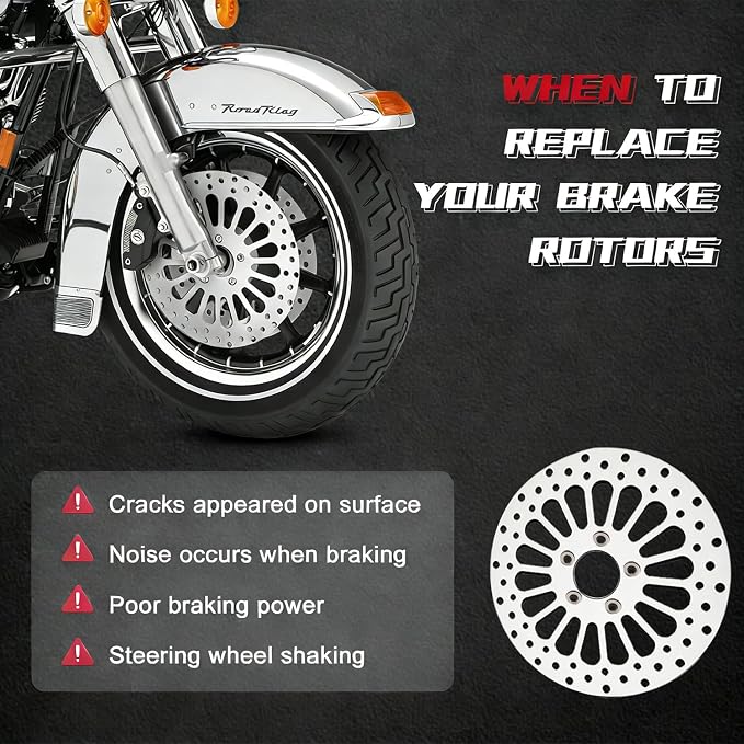2 * 11.8''Harley front rotors Compatible with Harley Electra Glide/Road Glide/Road King/Street Glide/CVO Road Glide/CVO Limited FLHTKSE Polished Finish Stainless Steel Disc Rotors