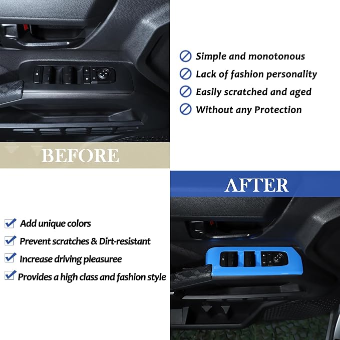 Daeiclru Window Lift Switch Panel Cover Compatible with Toyota Tacoma 2024 2025, Pickup Truck Door Power Window Glass Lift Switch Button Protection Cover Interior Accessories (Blue)