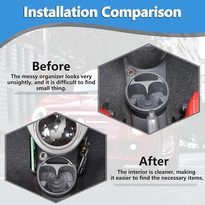 Gear Shift Organizer Tray Compatible with Fiat 500 2007-2024,Cup Holder Auxiliary Storage Box,Center Console Insert Container Secondary Storage Box Interior Accessories 1PCS (for Fiat 500 2007-2015)