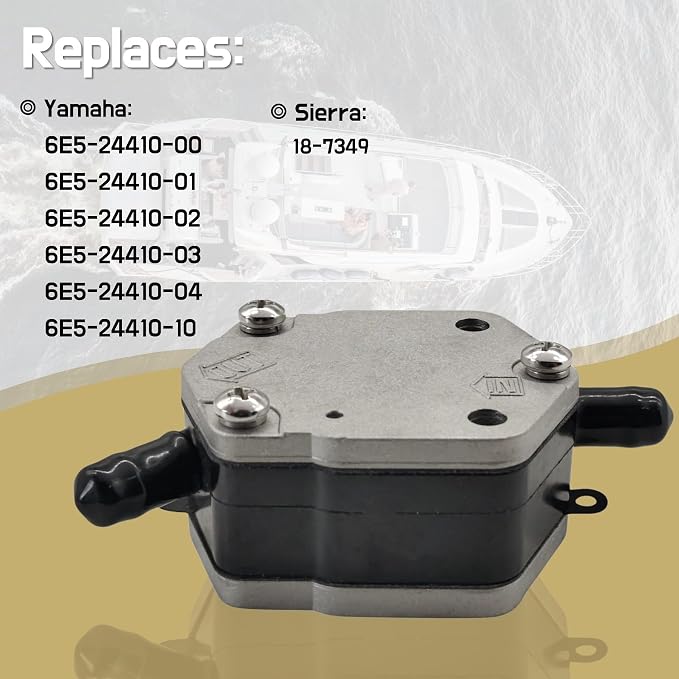 6E52441010 Fuel Pump for Yamaha 2 Stroke 115 130 140 150 175 200 225 250 300 HP Outboard Models 6E5-24410-02 18-7349