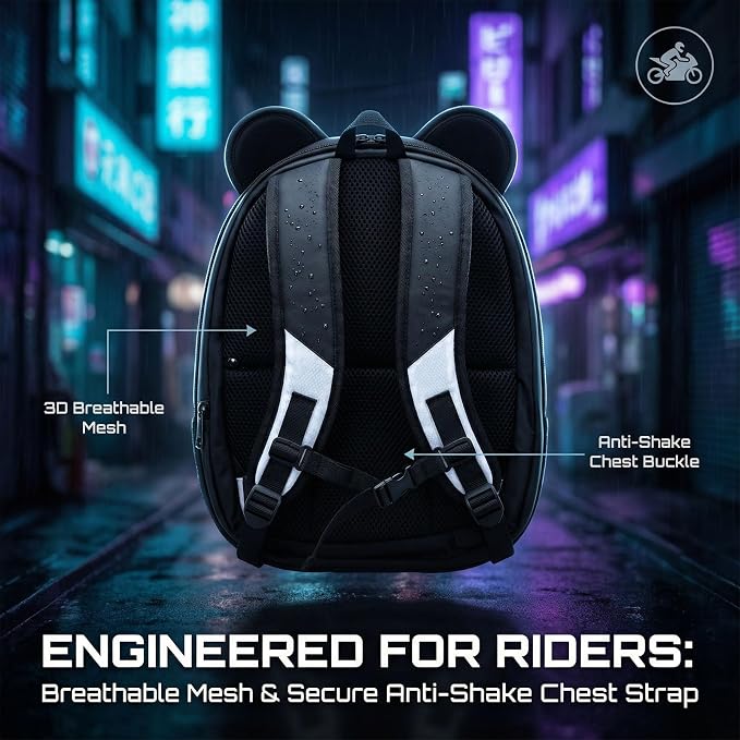Diydeg LED Motorcycle Backpack, 16x32 Programmable Screen APP Control Water Proof Hard Bag with Adjustable Shoulder Straps, for Riding Travel Cycling