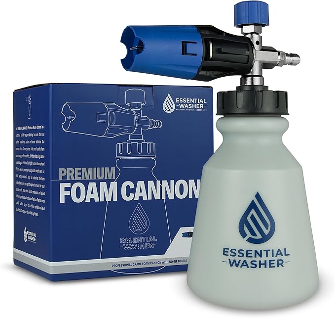 Essential Washer Premium Foam Cannon Pressure Washer | 90 Degree Adjustable Spray Nozzle Car Foam Sprayer | Stainless Steel QC Plug