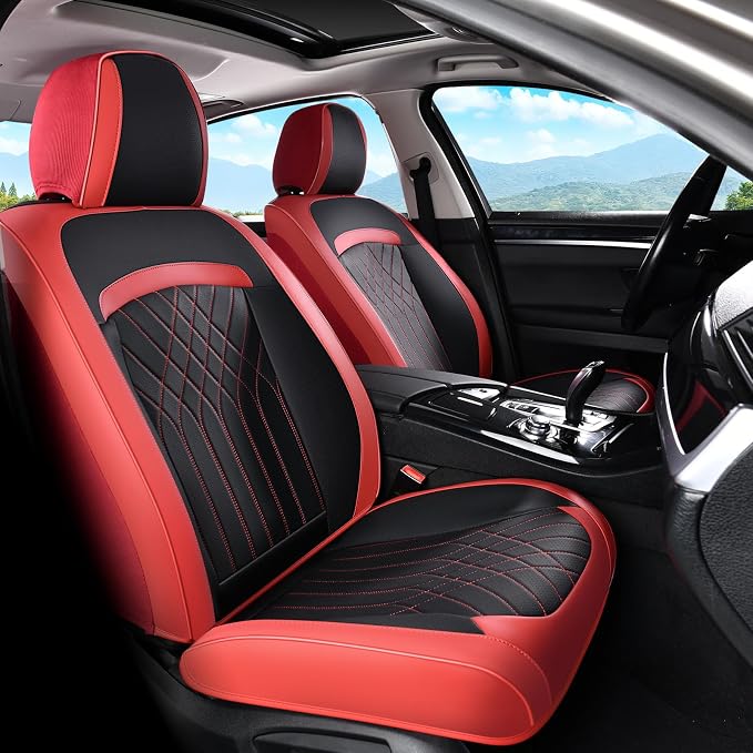 FLORICH Seat Covers Full Set, Leather Seat Covers for Cars, Car Seat Protector Waterproof Breathable, Universal Automotive Seat Covers, Front and Rear Car Seat Cover Fit for Most Cars SUV Truck