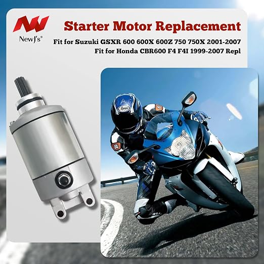 Starter Motor Replacement Fit for Suzuki GSXR 600 600X 600Z 750 750X 2001-2007 Fit for Honda CBR600 F4 F4I 1999-2007 Repl. NO: #31200-MBW-611